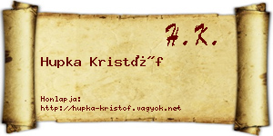 Hupka Kristóf névjegykártya